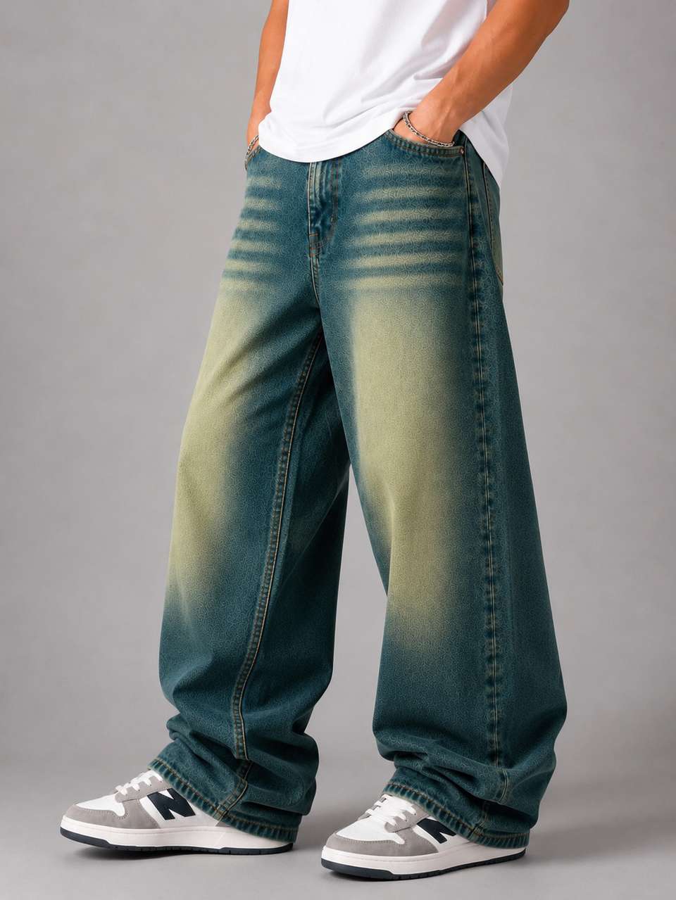 shilppcloset Men Wide Leg Mid Rise Multicolor Jeans - Image 7