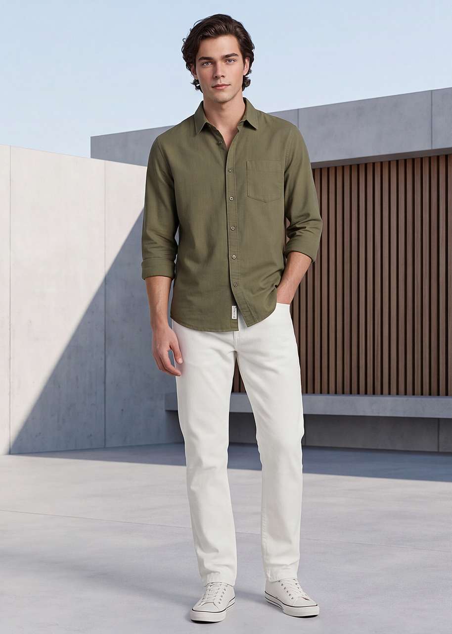 LAWMAN Men Straight Fit Mid Rise White Jeans - Image 8