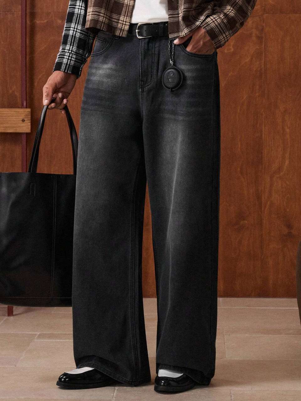 YAMEET Men Loose Fit Mid Rise Black Jeans - Image 9