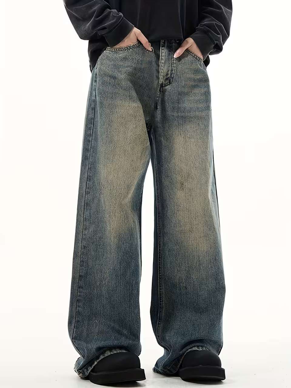 SHRIVAN Men Wide Leg High Rise Multicolor Jeans - Image 7