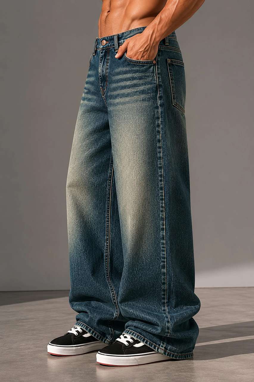 Pratyaya Men Green Baggy Fit Jeans - Image 9