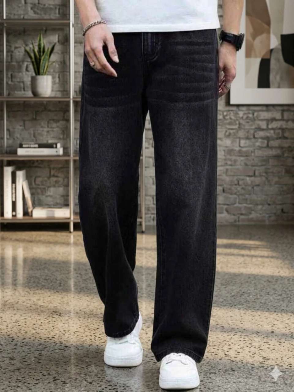 BOLD Men Baggy Fit Mid Rise Dark Grey Jeans - Image 9