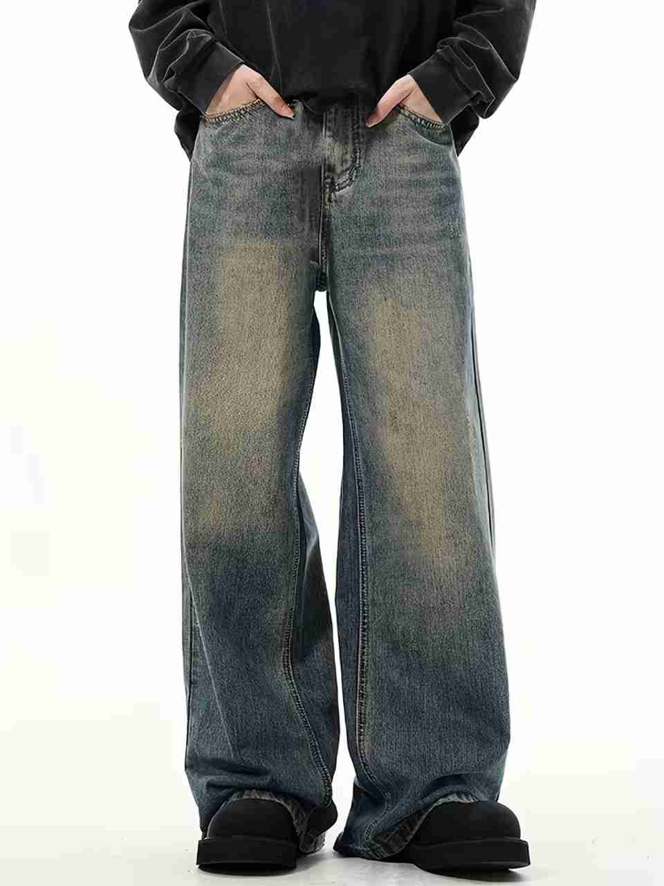 SHRIVAN Men Wide Leg High Rise Multicolor Jeans - Image 5