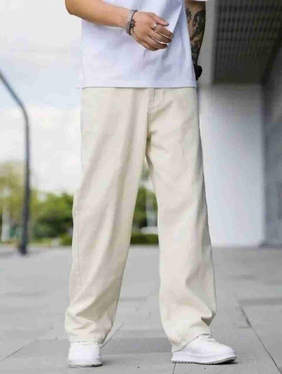 MWFASHION Men Beige Loose Fit High Rise Jeans - Image 5