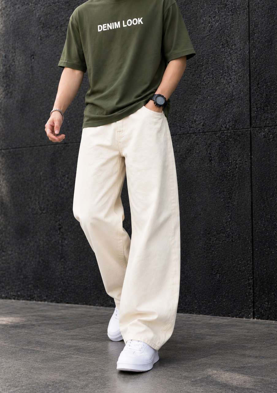 DENIM Men Loose Fit Mid Rise White Jeans - Image 8