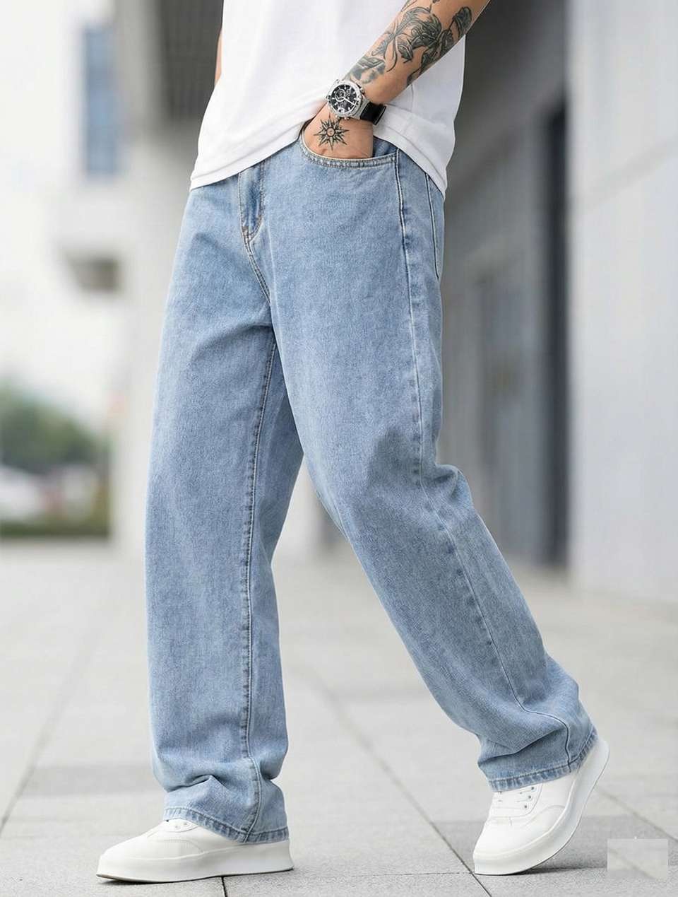 METRONAUT Men Relaxed Fit Mid Rise Light Blue Jeans - Image 9