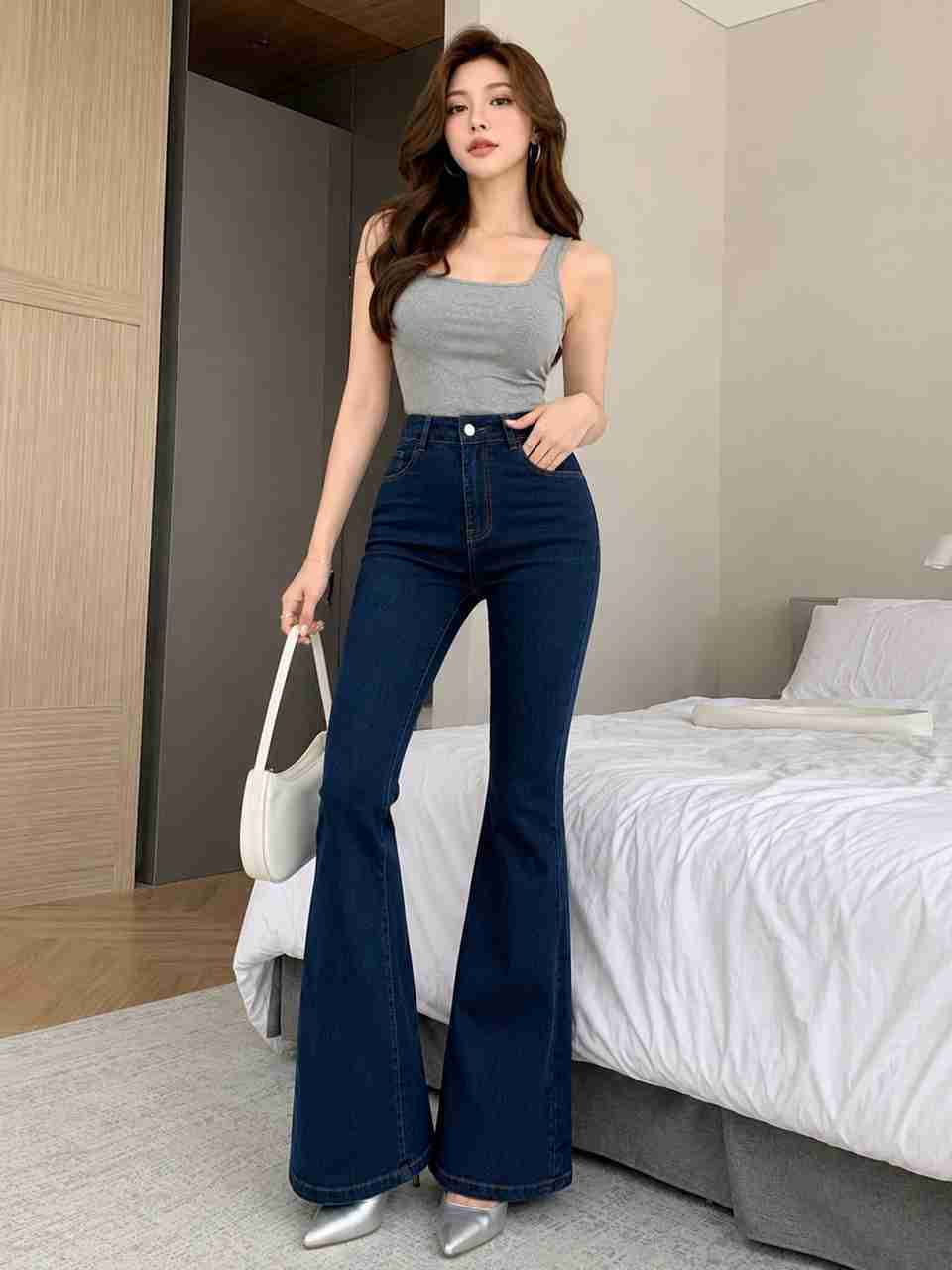 KASHIAN Flared Women Dark Blue Jeans - Image 6