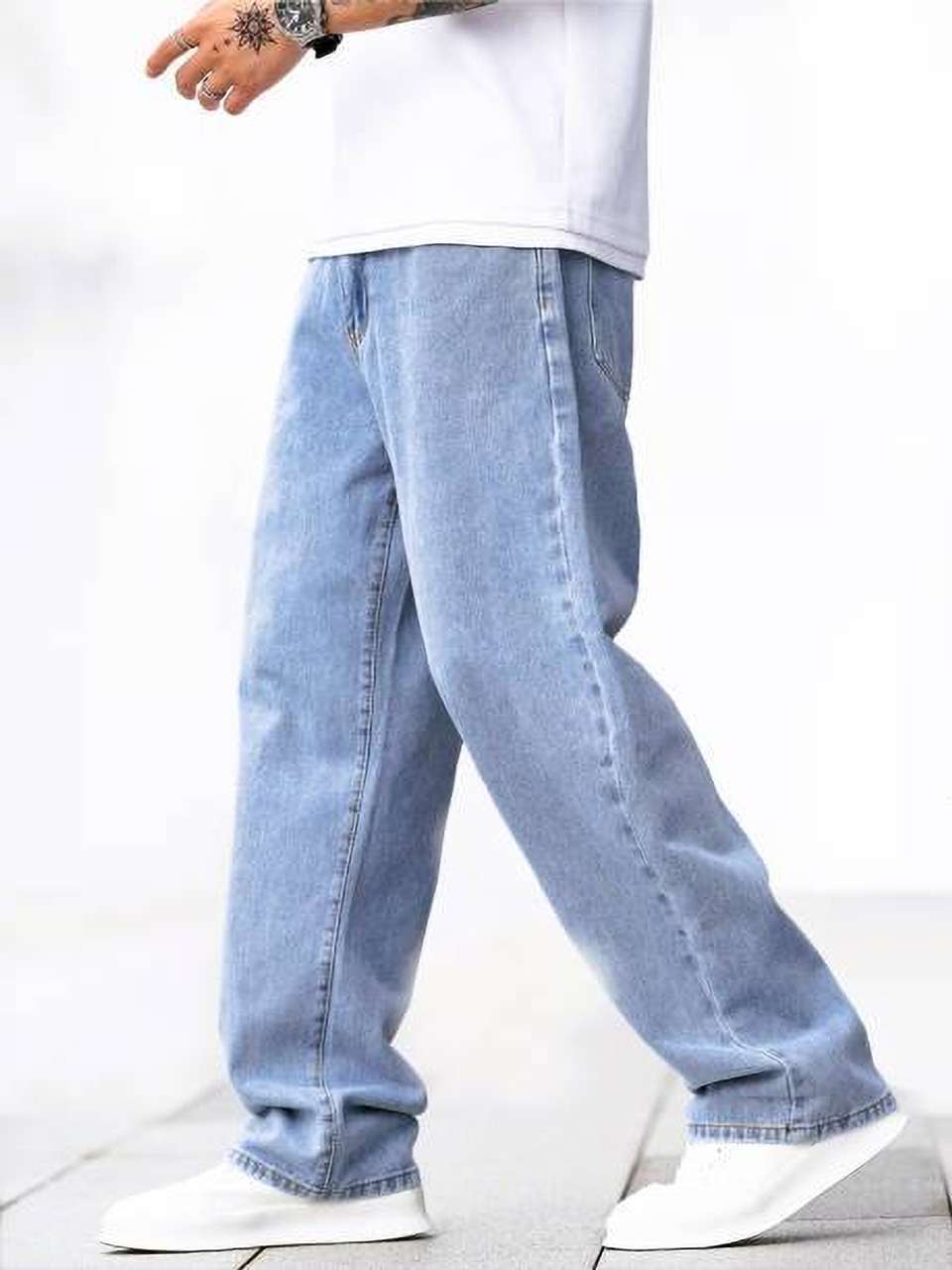 Rodgers Men Loose Fit Mid Rise Light Blue Jeans - Image 8