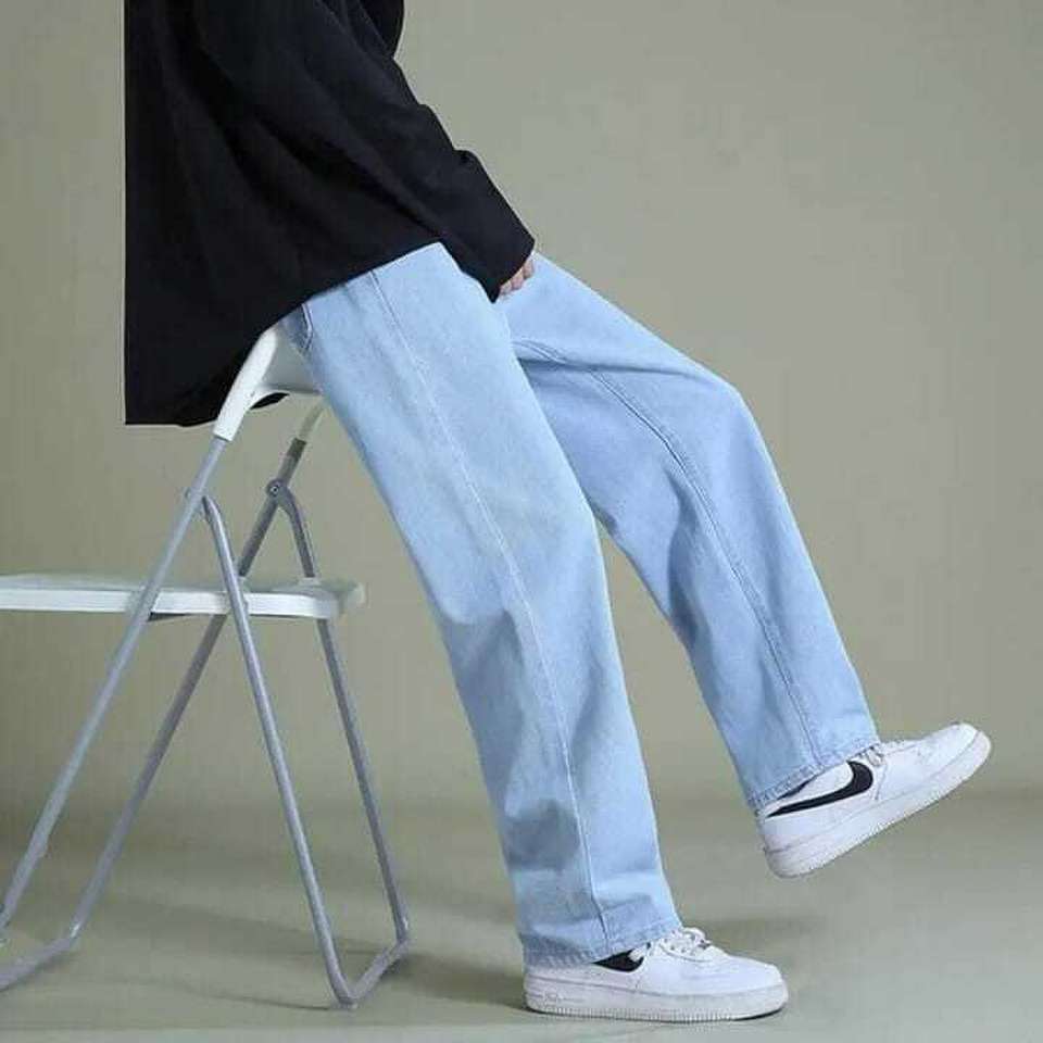 MEIXN Men Loose Fit Mid Rise Light Blue Jeans - Image 8