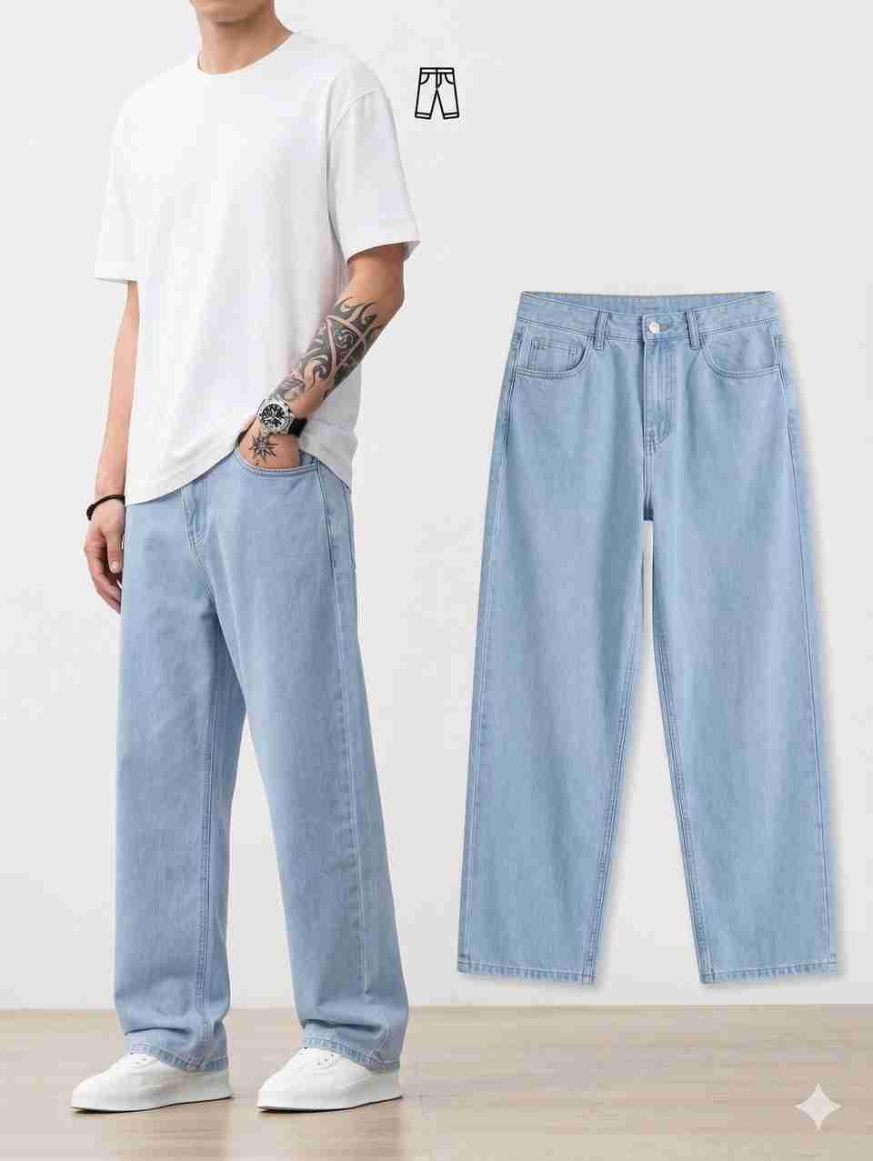 Rodgers Men Loose Fit Mid Rise Light Blue Jeans - Image 7