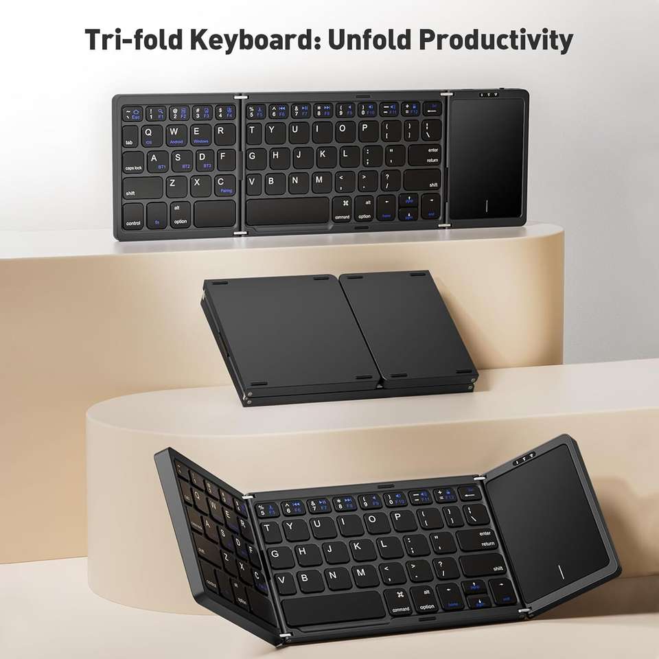 Microware Foldable Bluetooth Keyboard with Touchpad - Image 9