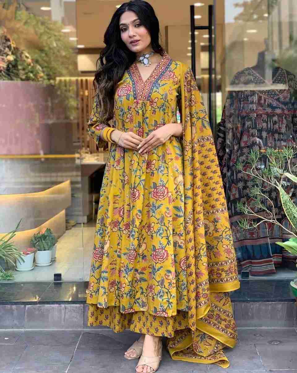 SHIRIN CREATION पैक ऑफ3 प्रिंटेड विस्कोस रेयॉन A-लाइन के लिए - Image 7