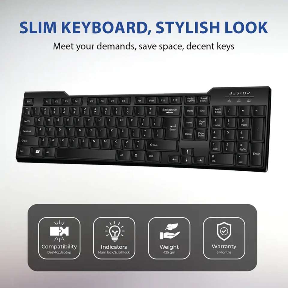 Bestor 5-Piece Combo: Keyboard, Mouse, Mouse Pad Pack of 5 - Image 7