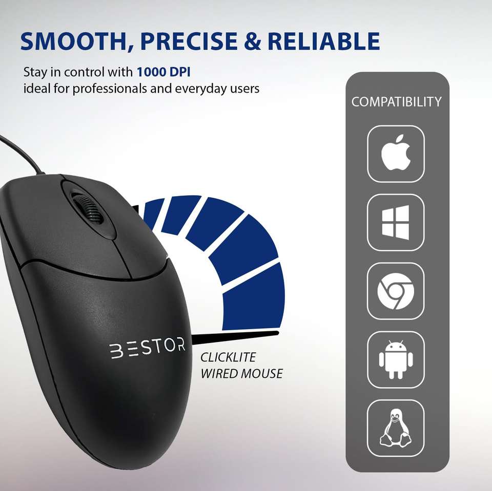 Bestor 5-Piece Combo: Keyboard, Mouse, Mouse Pad Pack of 5 - Image 8