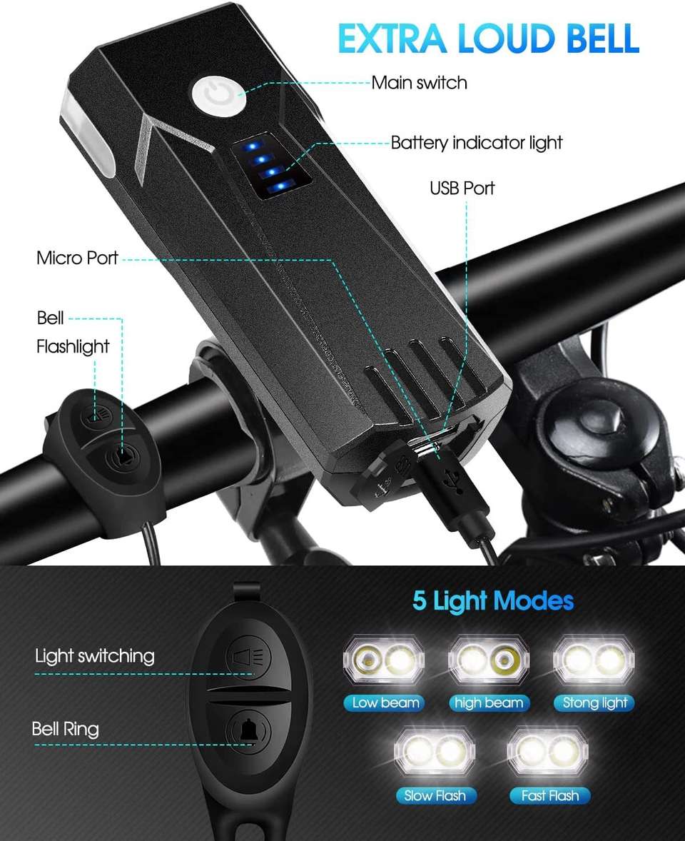 Dark Horse Bicycle 4000 mAh 2*T6 5 Mode 600 LM 120 DB - Image 9