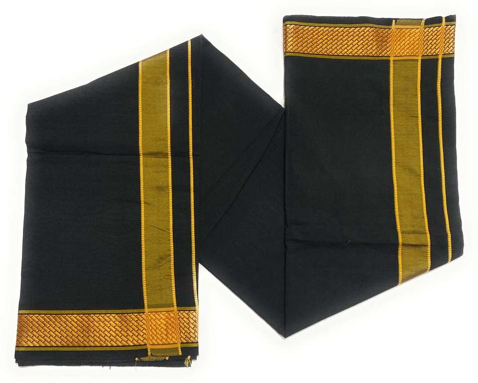 shershaan Solid Black, Gold Lungi - Image 7