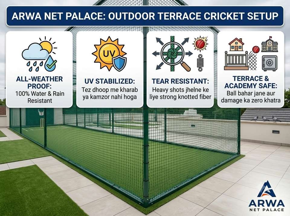 ArwaNetPalace Heavy Duty Cricket Practice Net 30x10 - Image 5