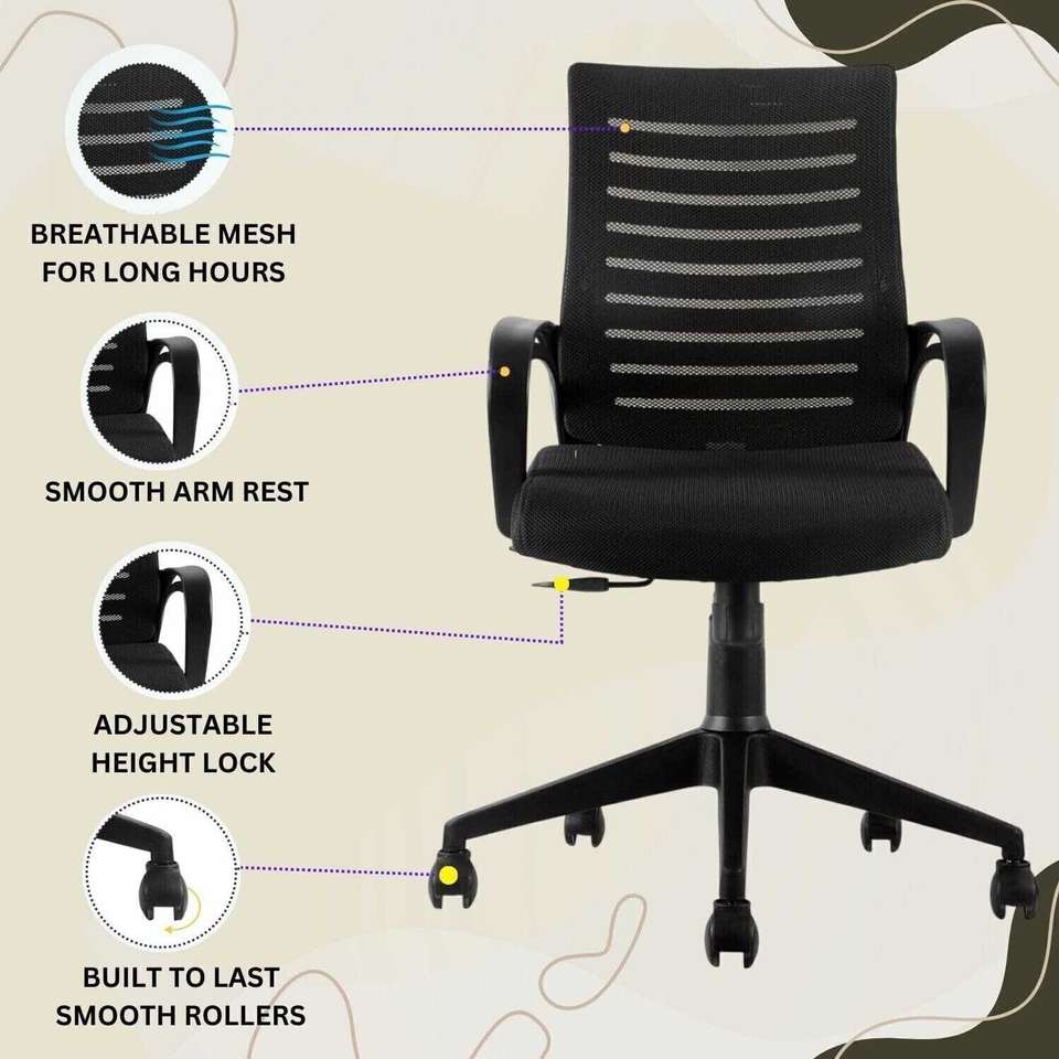 PIYULEX Fabric Office Arm Chair Black DIY - Image 5