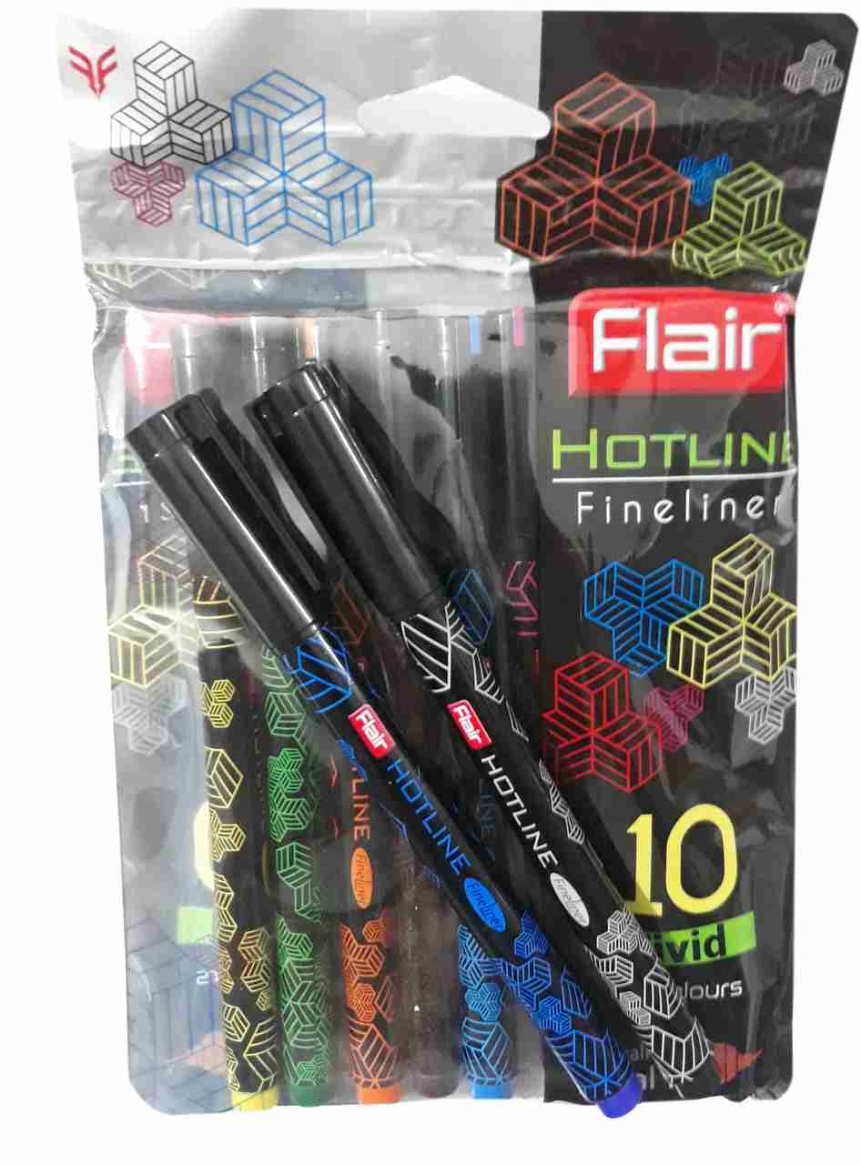 FLAIR Metal Tip Vivid Ink Fineliner Pen (Pack of 10) - Image 5