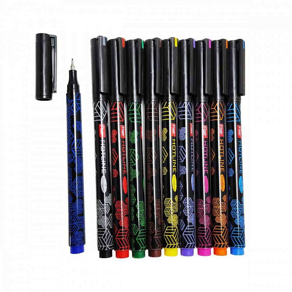 FLAIR Metal Tip Vivid Ink Fineliner Pen (Pack of 10) - Image 8