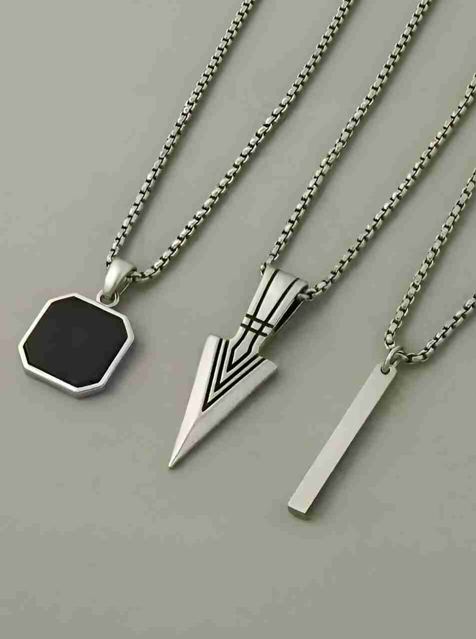 Stylzoo Men's 3-Pack Stainless Steel Pendant Necklace Set Pack of 3 - Image 6