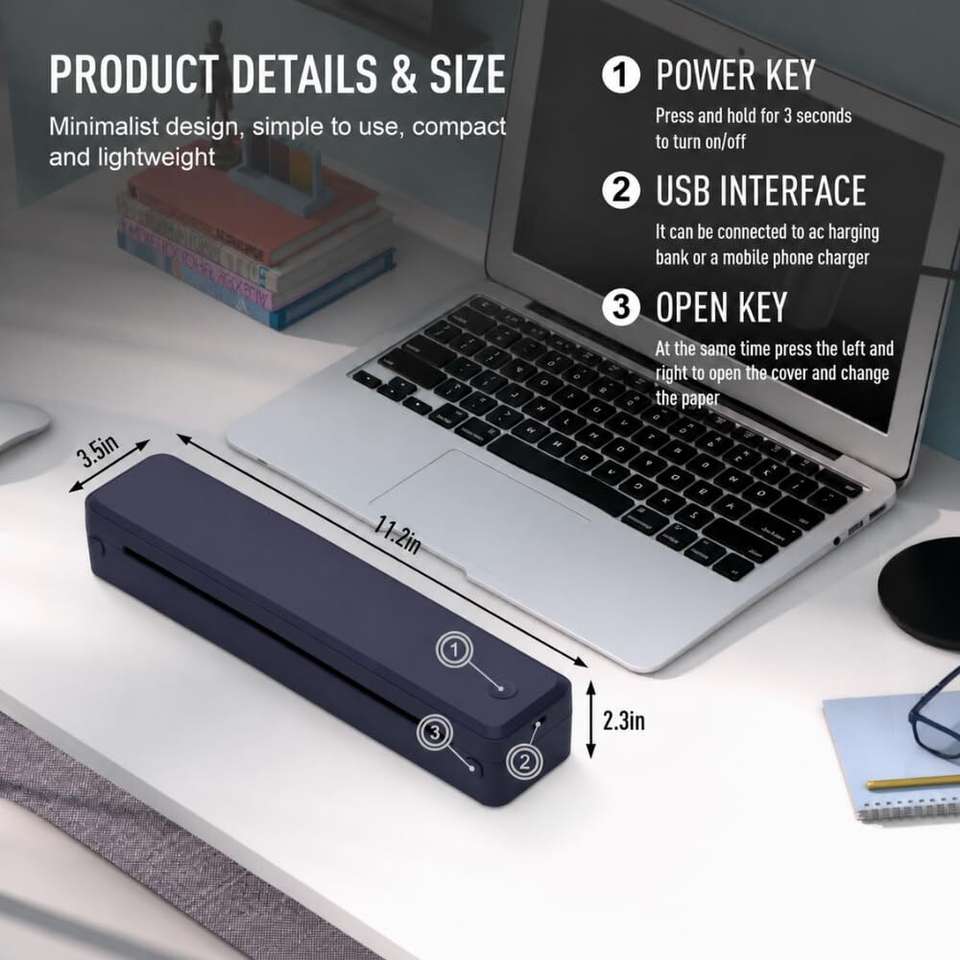 EKIY 2026 Mini Wireless A4 Inkless Thermal Printer - Image 7