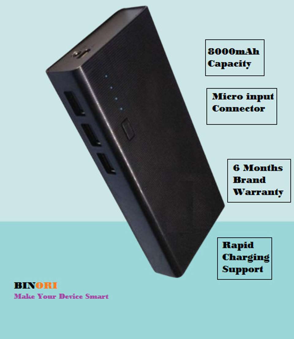 Binori 8000 mAh 11W Compact Power Bank (Black) - Image 7