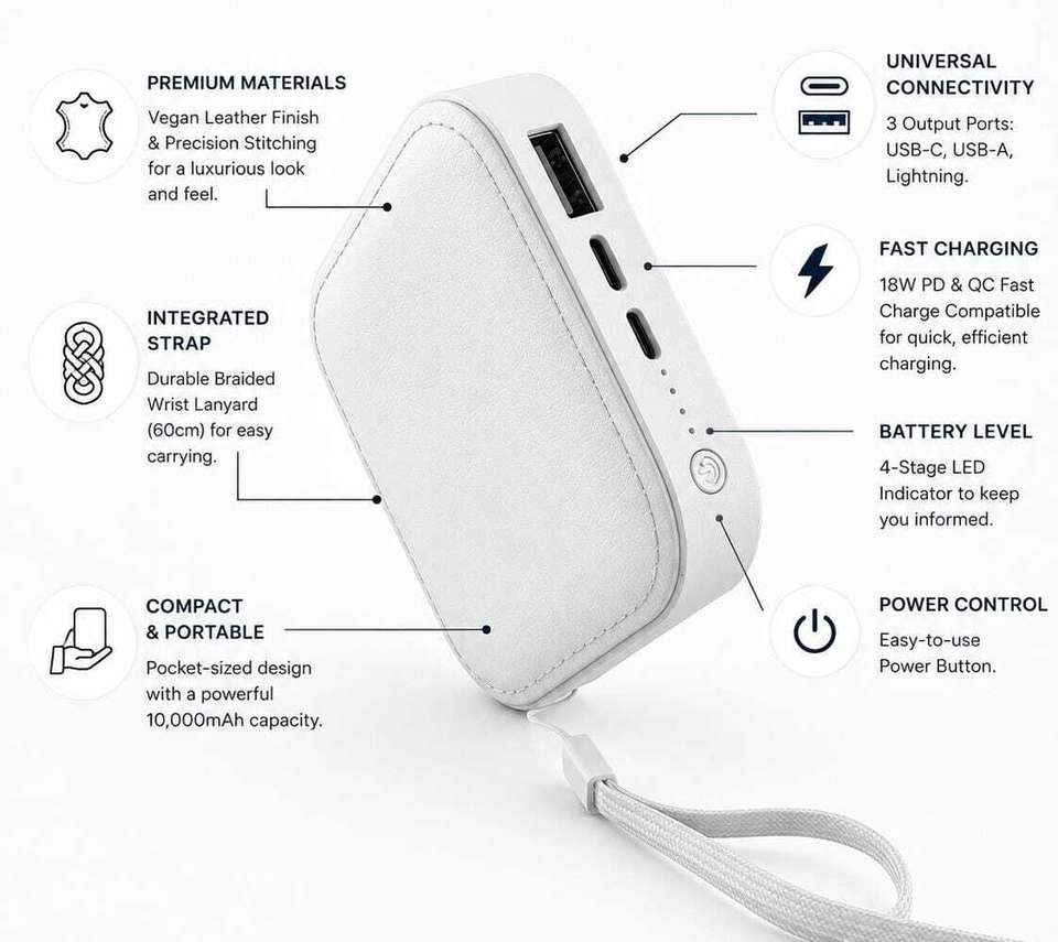 FAHIG 8000 mAh 10W White Power Bank - Image 8