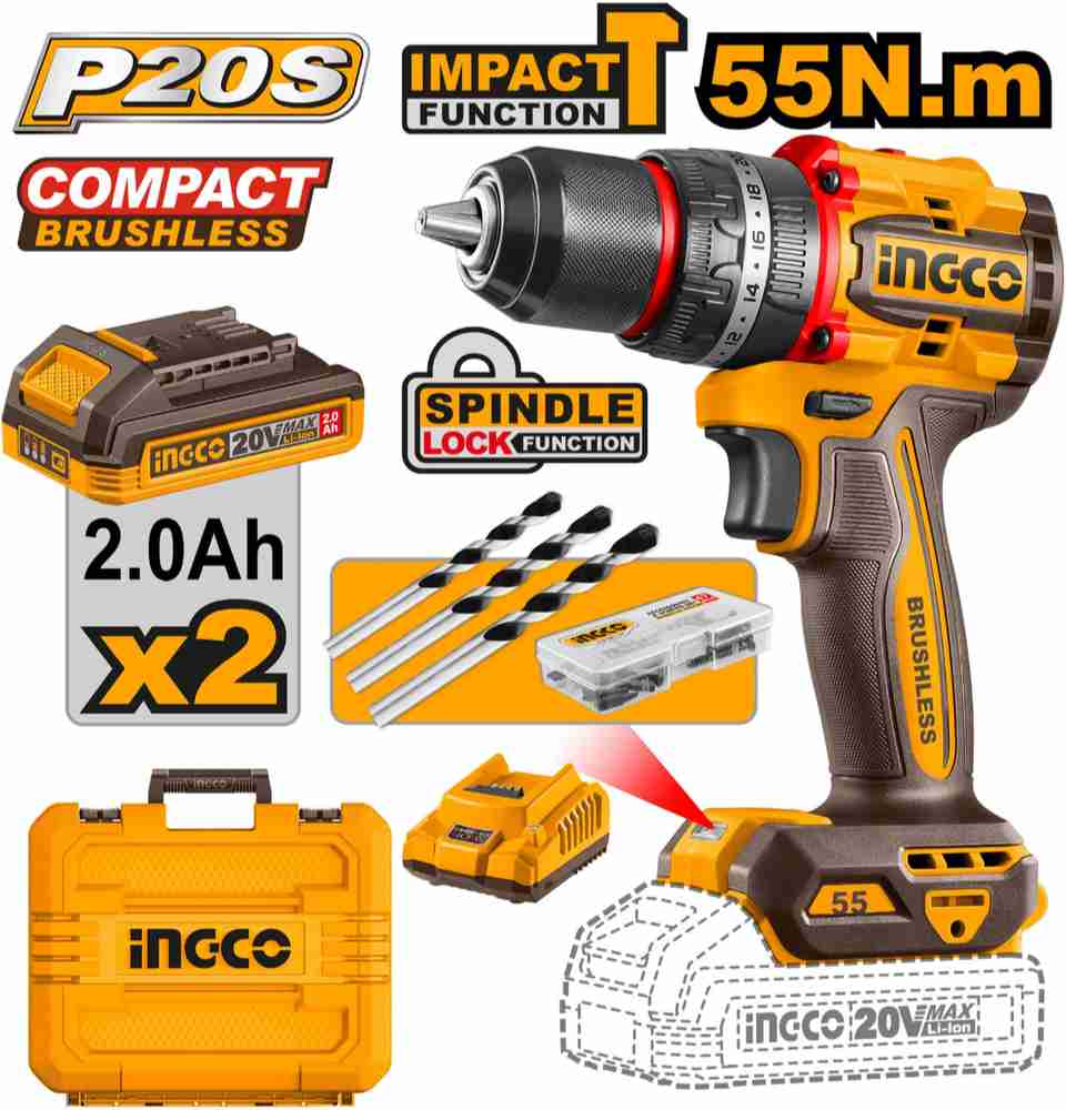 INGCO Driver Kit 55Nm Torque 2x 2.0Ah Battery - Image 9
