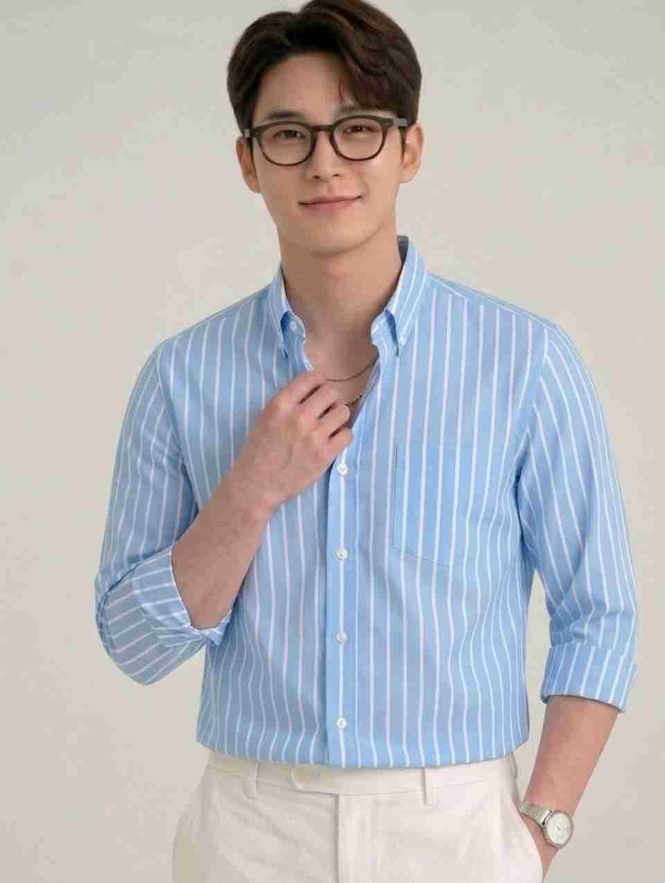 SEEWAYS Men Light Blue Striped Shirt - Image 8