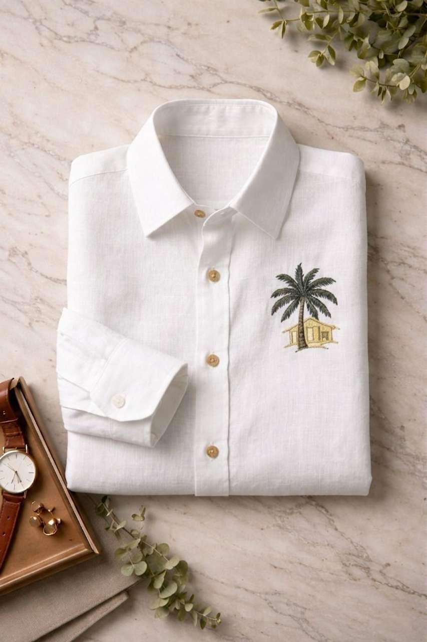 BE UNIQUE MENS Regular Fit Embroidered Casual Shirt - Image 7