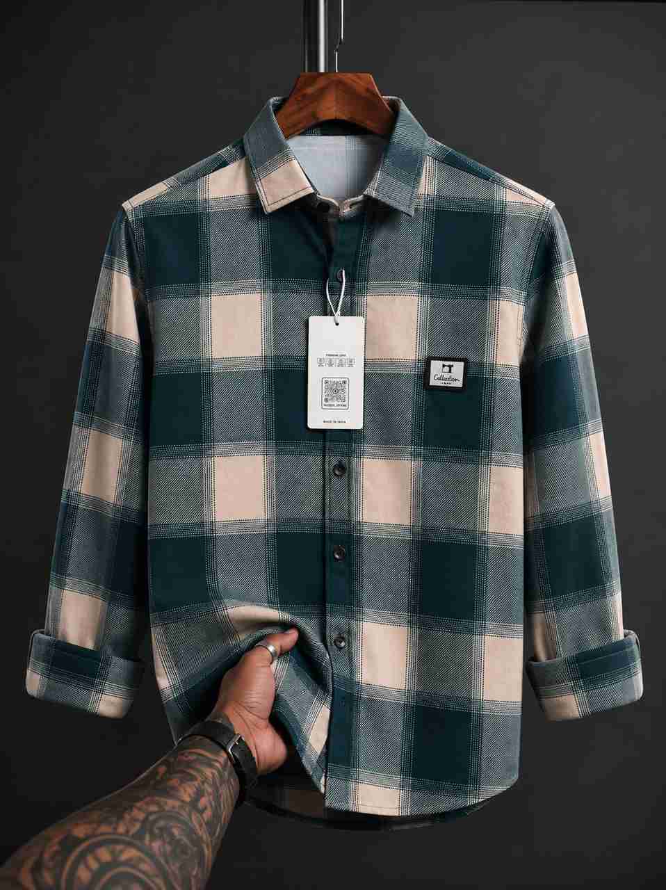 VELLOSTA Men Dark Green Checkered Shirt - Image 9