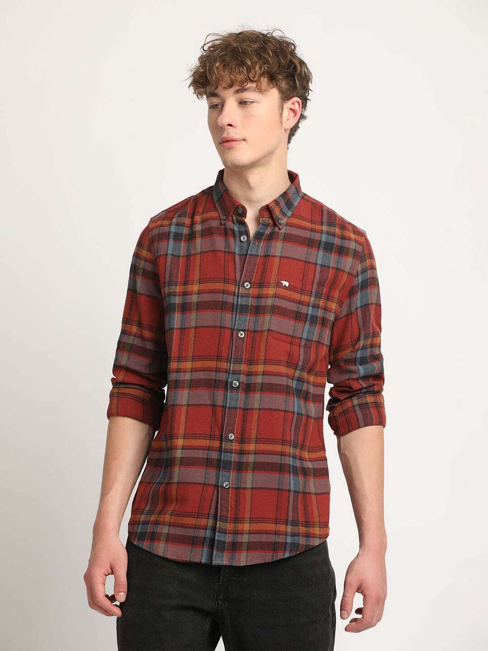 THE BEAR HOUSE Men Slim Fit Checkered Shirt - Image 8