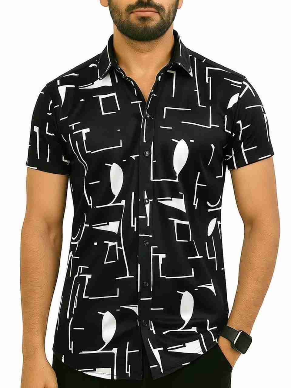 AVOLT Men Black Printed Casual Shirt - Image 8