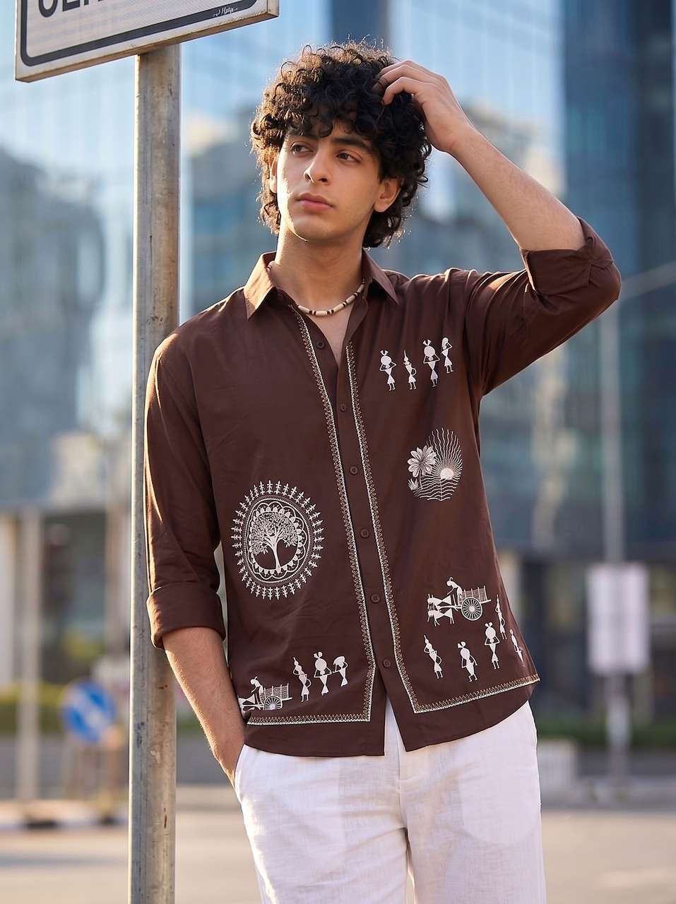 Shree Sai Balaji Men Brown Printed Casual Shirt - Image 9