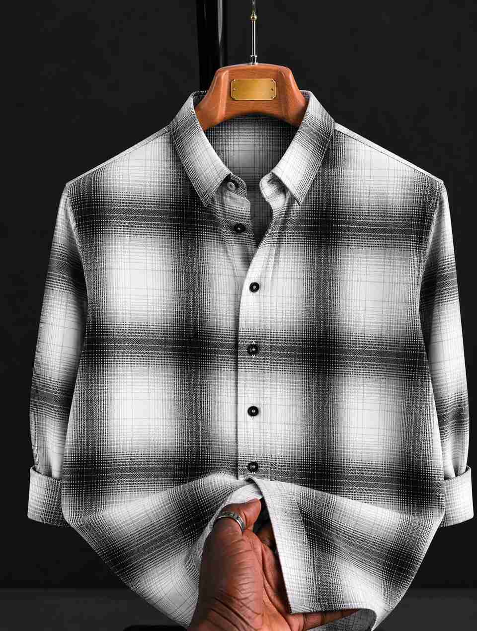 Solbiza Men Checkered White Blue Shirt - Image 8
