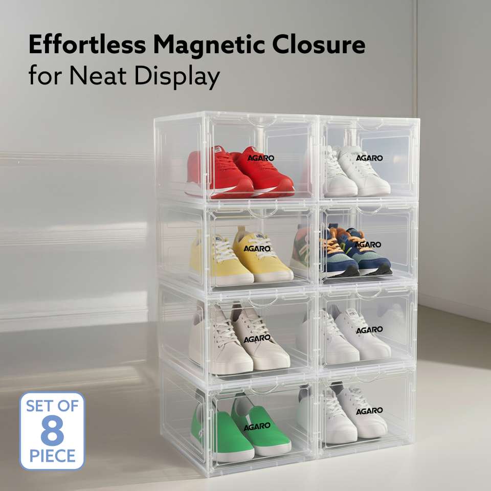 AGARO Stackable Shoe Storage Box, Clear Sneaker Crates with Magne...more - Image 5
