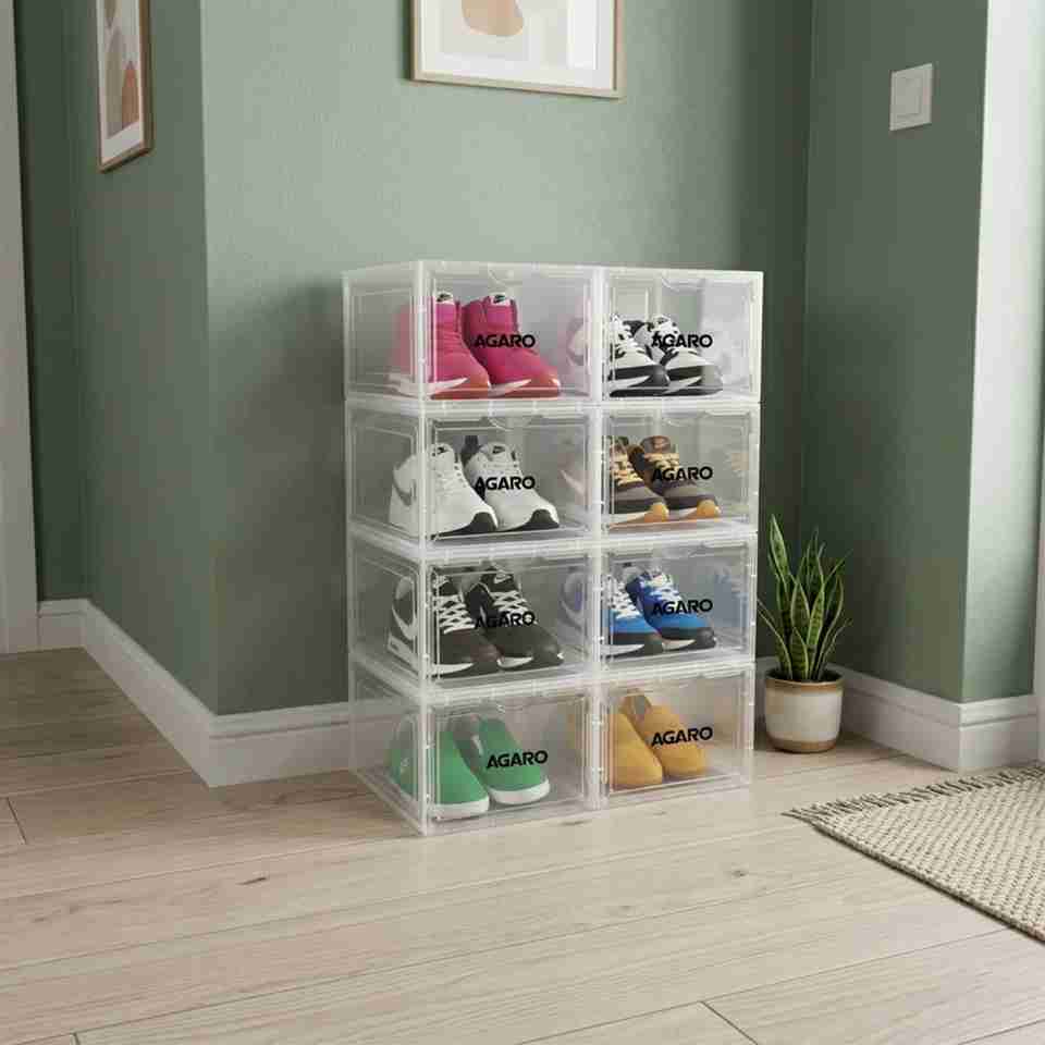AGARO Stackable Shoe Storage Box, Clear Sneaker Crates with Magne...more - Image 4
