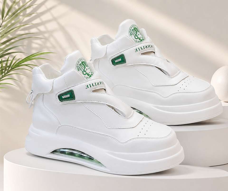 BIZAZO White Chunky High Top Platform Sneakers - Image 9