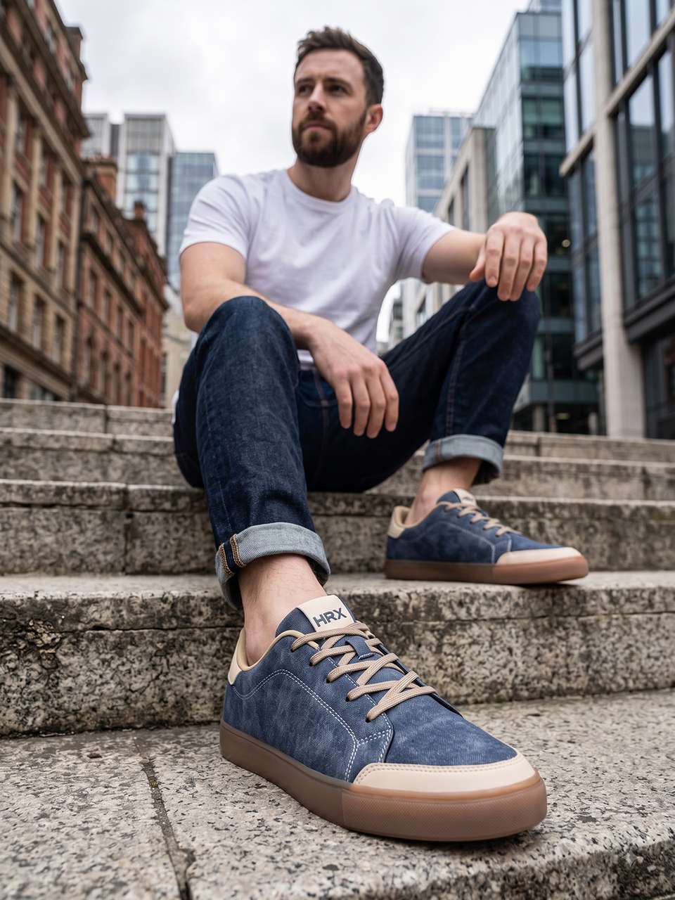 HRX by Hrithik Roshan HX-411 06 Men's Sneakers (Blue, Beige) - Image 9