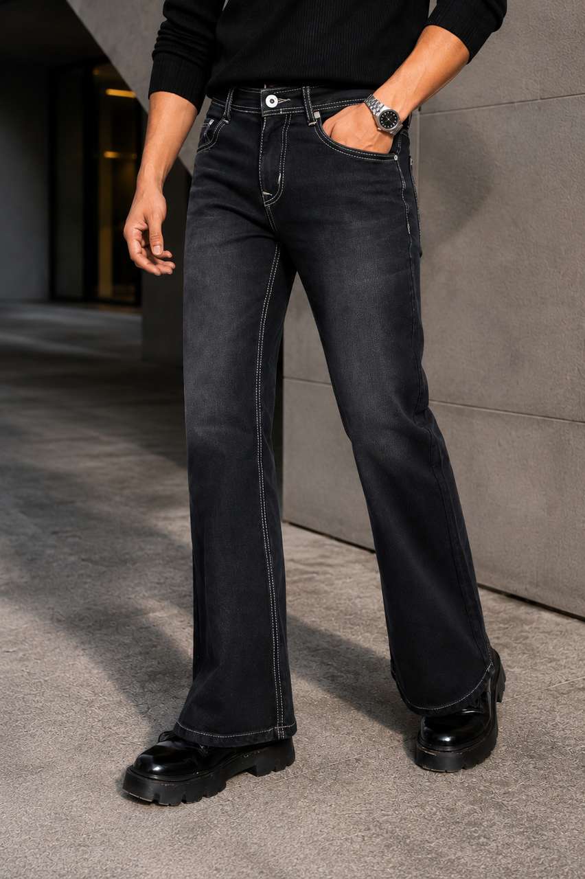 Netyork Men Dark Grey Mid Rise Boot-Leg Jeans - Image 5