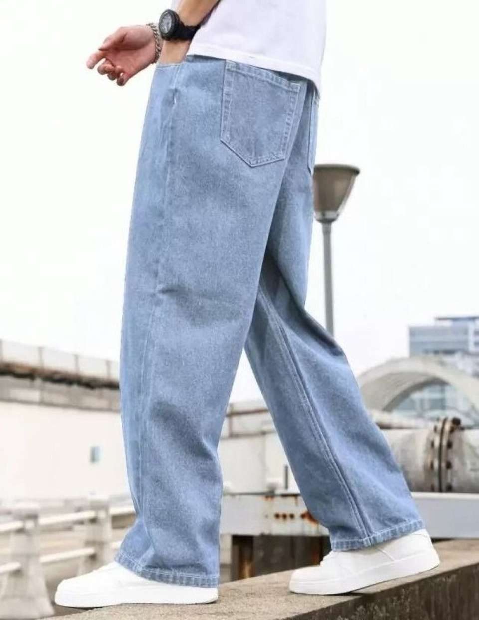 ARTVISION Men Loose Fit Mid Rise Light Blue Jeans - Image 8