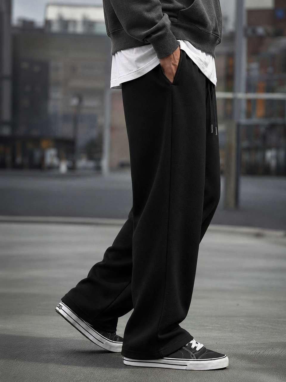 WEVOK Men Loose Fit Black Cotton Blend Trousers - Image 9