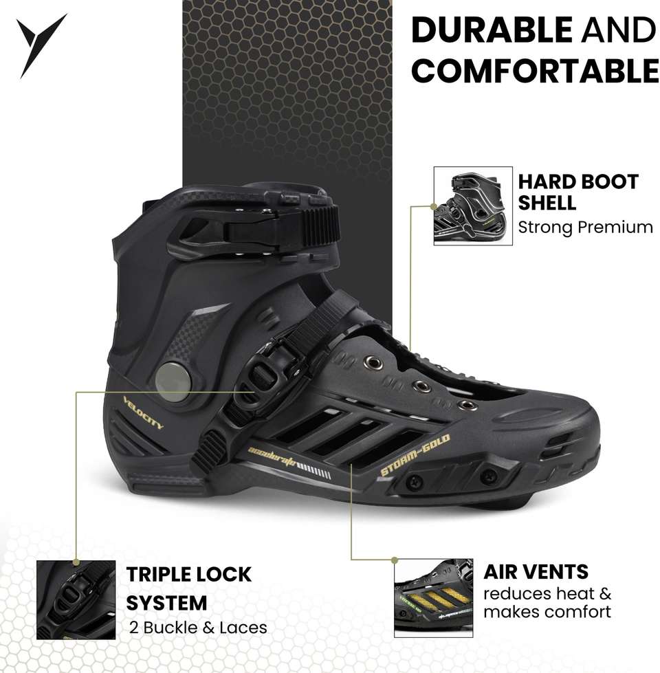 Jaspo Vitesse-Storm Gold Hard Boot Inline Skates 110mm - Image 8