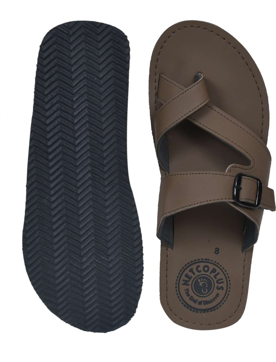 NETCOPLUS Men Brown Flip Flops Size 6 - Image 8
