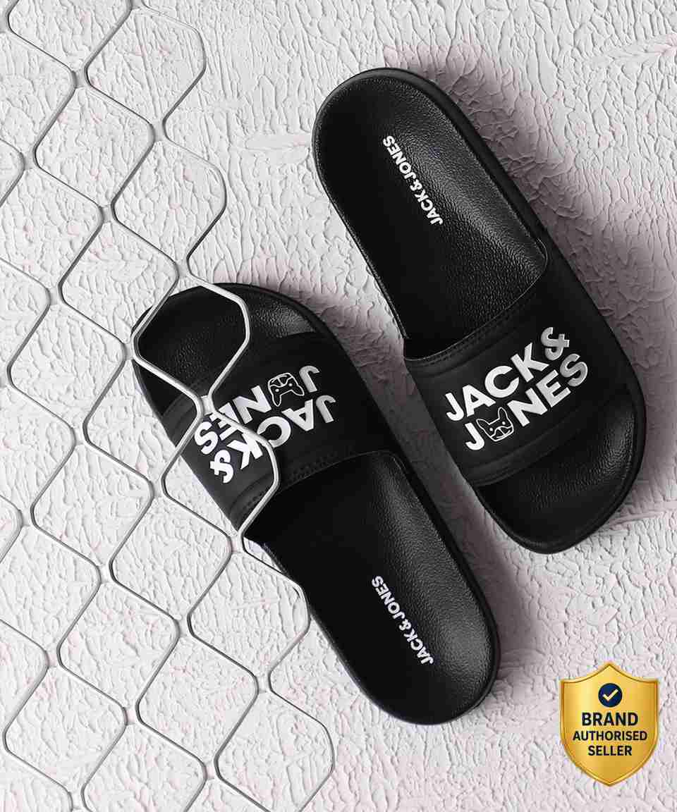 JACK & JONES Men Slides Black Size 8 - Image 8