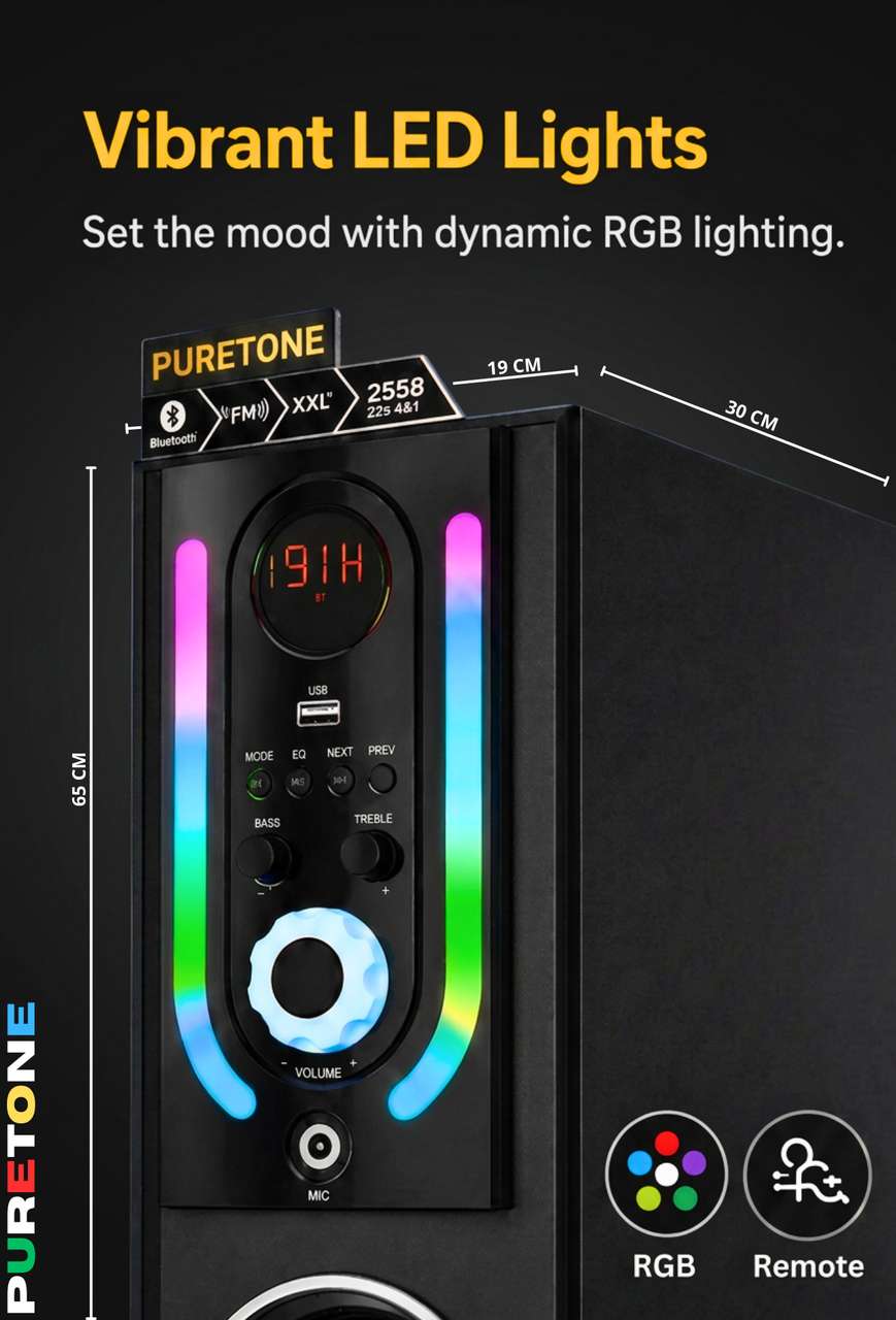 PURETONE PT-2505 120W Bluetooth Tower Speaker (Black) - Image 9