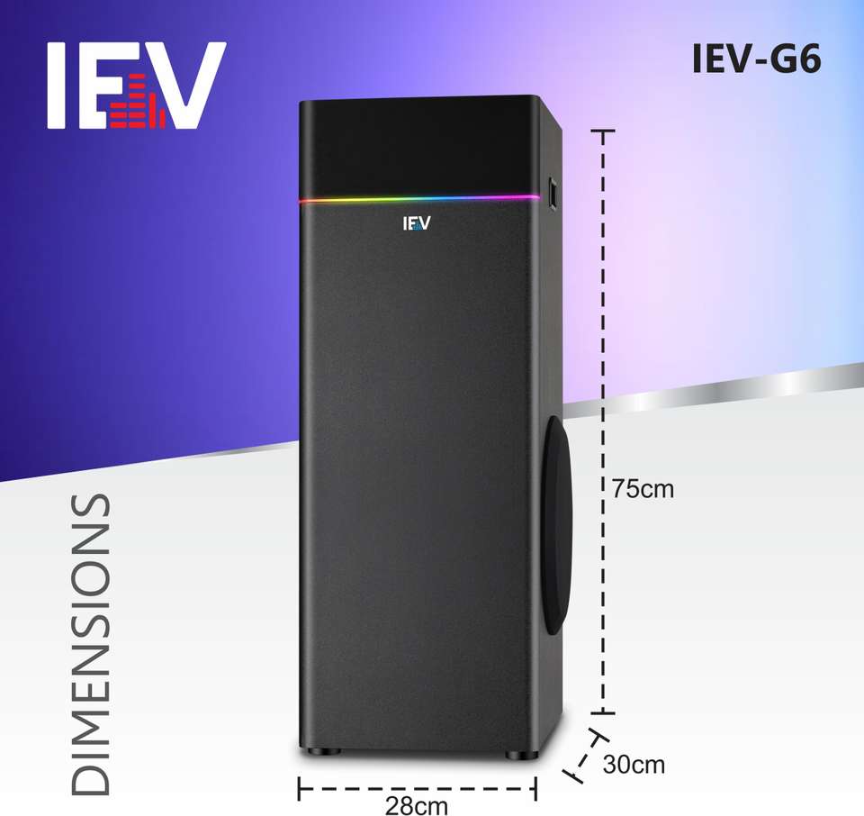 IEV G-6 100W Bluetooth Tower Speaker (Black, 2.1 Ch) - Image 8