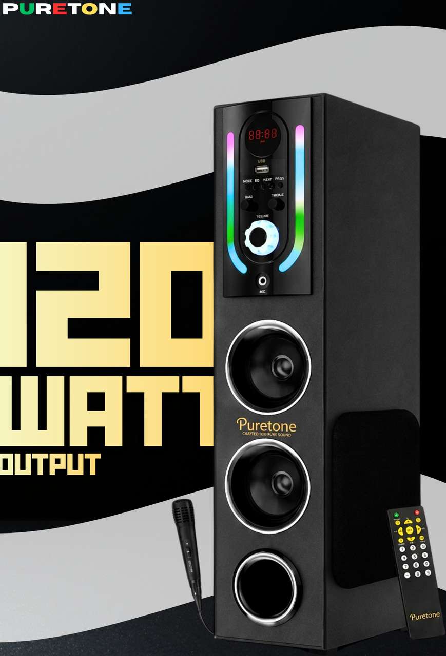 PURETONE PT-2505 120W Bluetooth Tower Speaker (Black) - Image 7