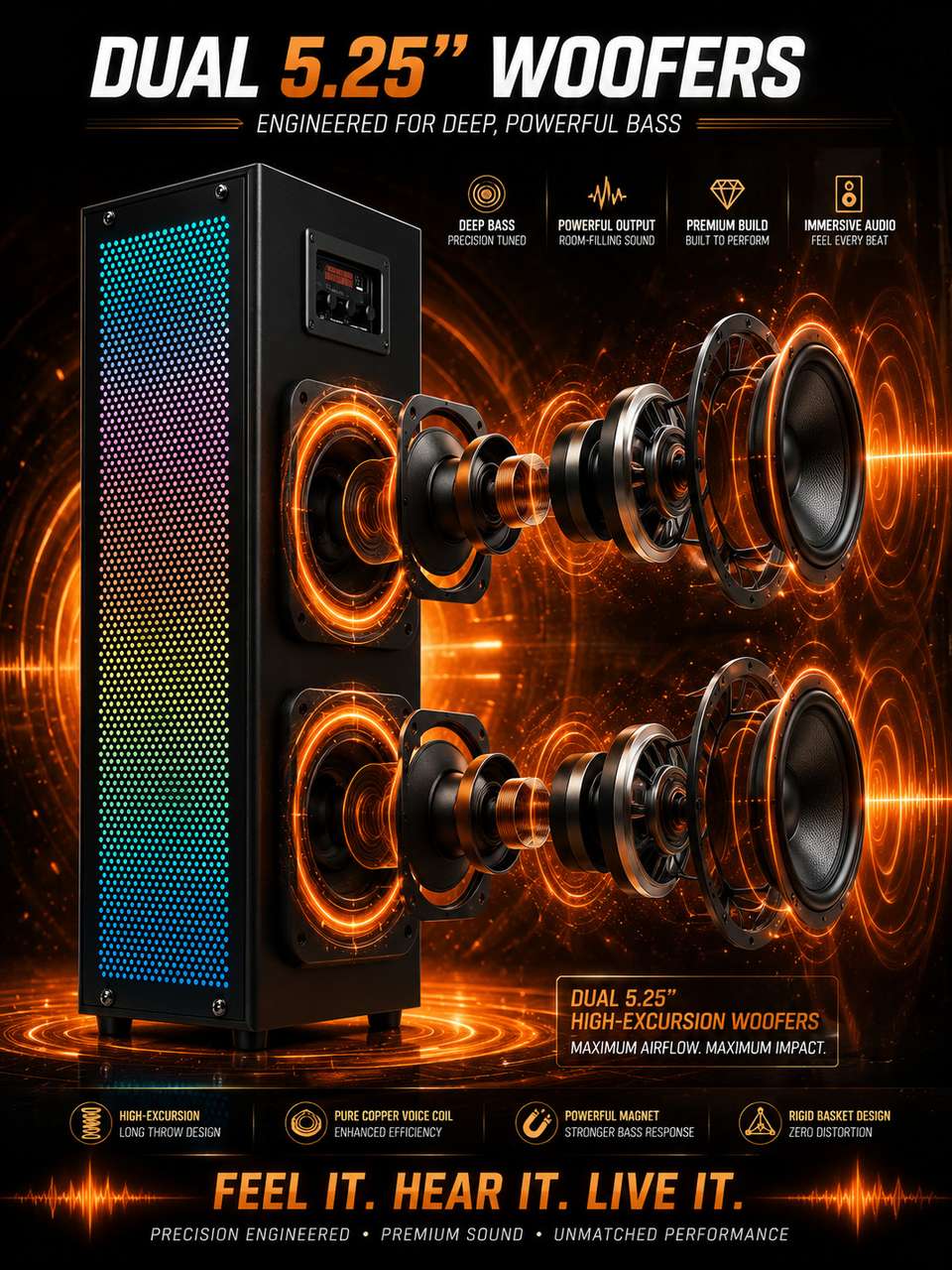 Bencley B2926 115W Bluetooth Tower Speaker Black - Image 9